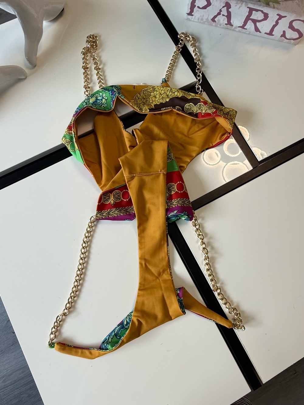 Fashion Nova Baroque Print Cut-Out Swimsuit & Kimono Cover Up Set - Size M - Picture 6 of 12